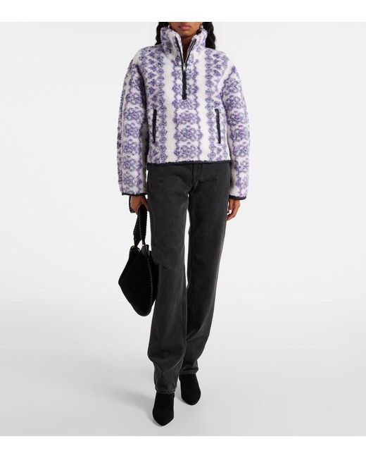 Isabel Marant Blue Marie Printed Teddy Half-Zip Sweater