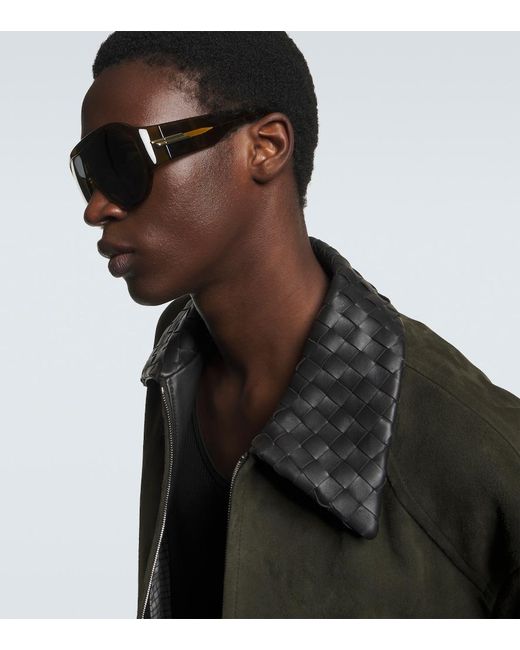 Bottega Veneta Brown Shield Sunglasses for men