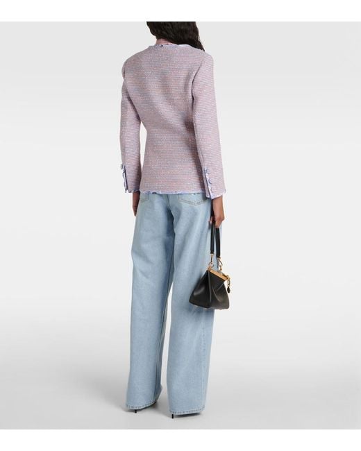 Etro Purple Checked Wool-Blend Tweed Jacket
