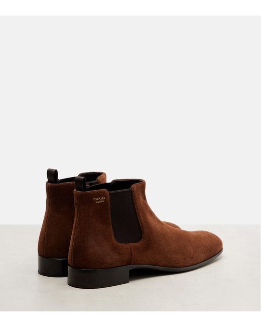 Prada Brown Chelsea Boots Aus Veloursleder