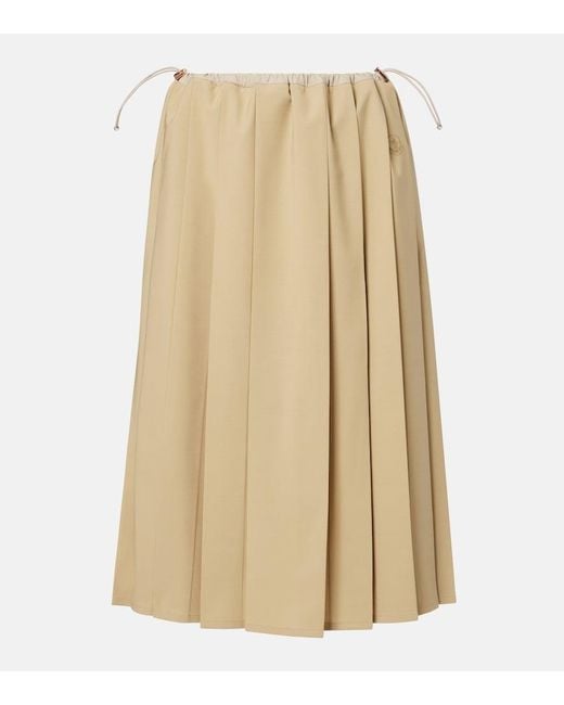 Moncler Natural Pleated Midi Skirt