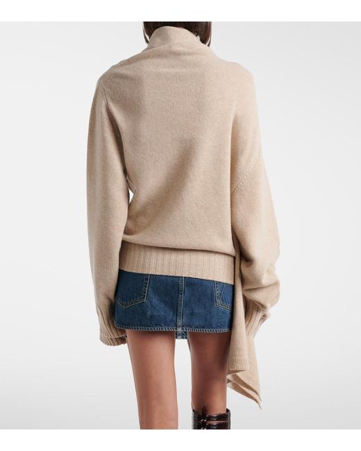 The Attico Natural Scarf-Detail Virgin Wool Sweater