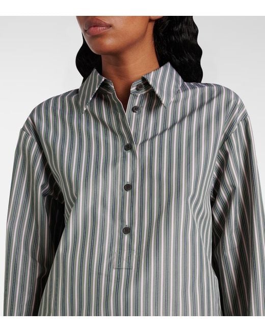 Dries Van Noten Blue Striped Cotton Shirt