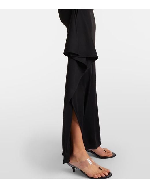 Christopher Esber Black Asymmetric Draped Jersey Maxi Skirt