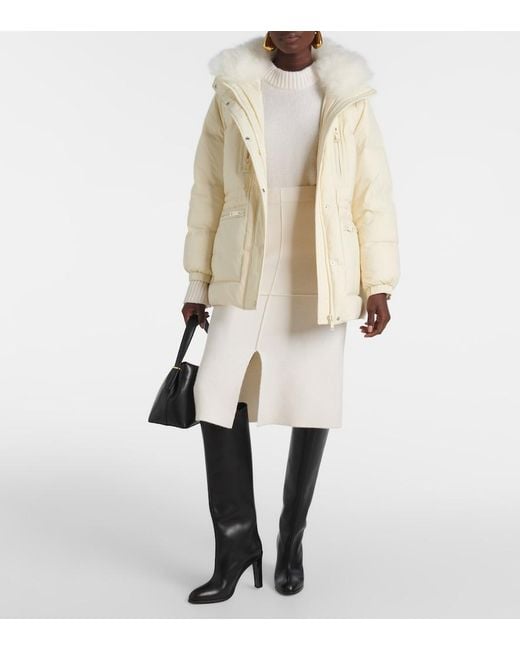 Yves Salomon Natural Shearling-Trimmed Down Jacket
