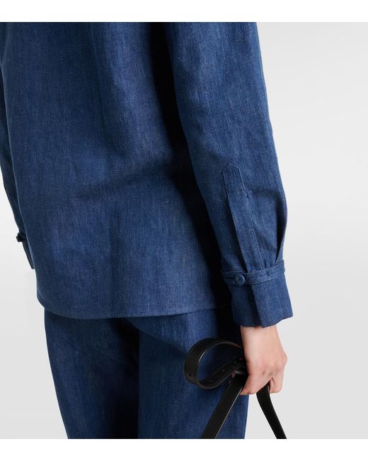Gabriela Hearst Blue Cruz Cotton And Linen Shirt