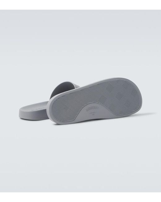 Burberry Gray Logo Slides for men