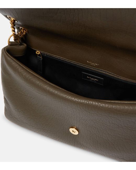 Saint Laurent Gray Calypso Large Leather Shoulder Bag