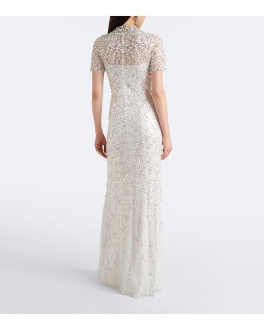 Jenny Packham White Orchid Embellished Gown