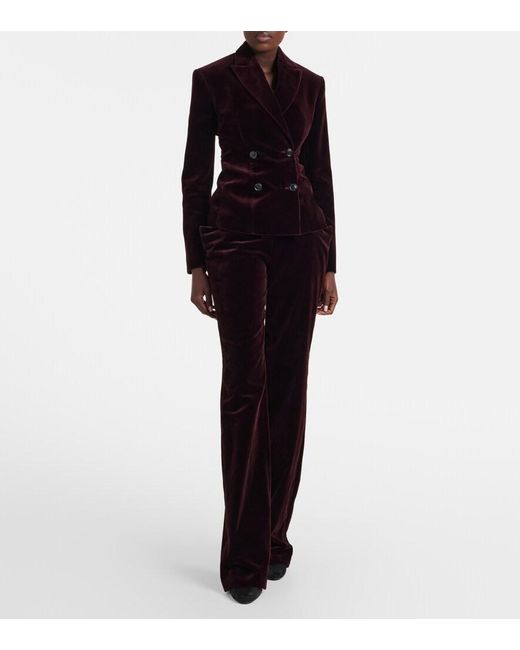 Alaïa Blue Double-Breasted Cotton Velvet Jacket