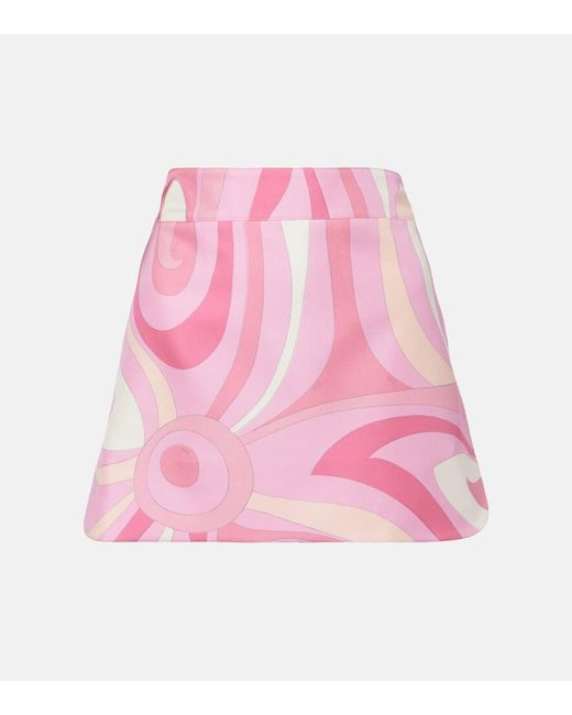 Emilio Pucci Pink Marmo Silk Miniskirt