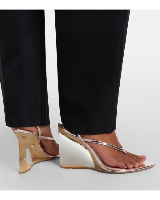 Alaïa White Invisible Leather Wedge Thong Sandals