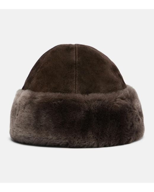 Nour Hammour Brown Toki Suede And Shearling Hat