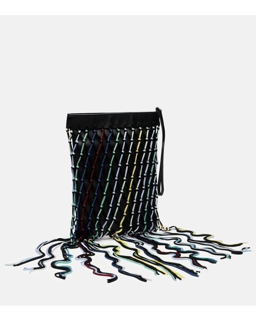 Gabriela Hearst Black Clutch Naila Aus Leder Mit Fransen