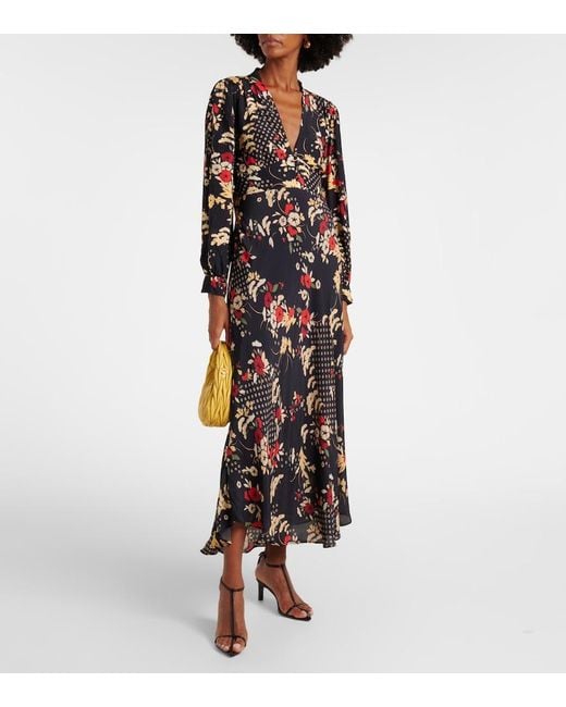 Rixo Black Trula Floral-Print Maxi Dress