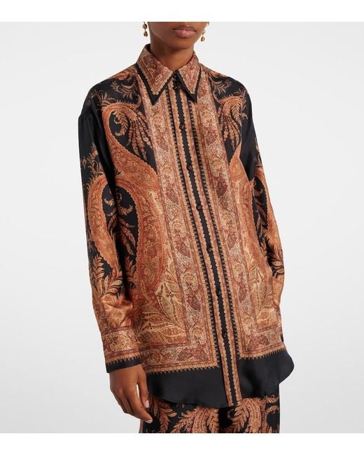 Zimmermann Brown Hypnotic Silk Shirt