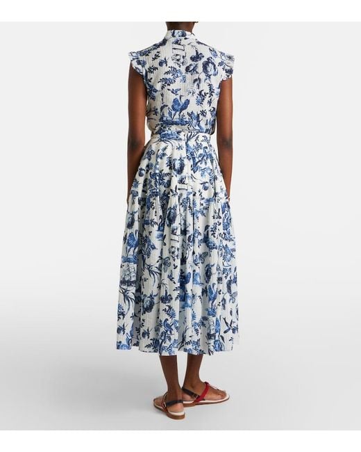 Erdem Blue Floral Jacquard Midi Skirt