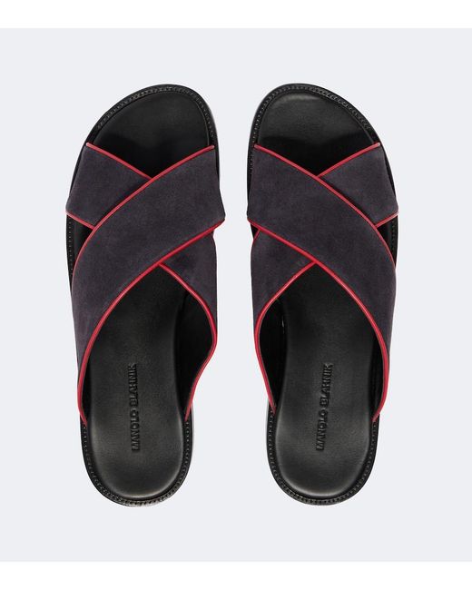Manolo Blahnik Blue Otawi Suede Sandals for men