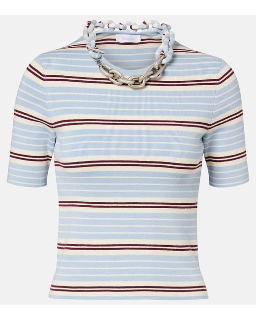 Rabanne White Chain-Detail Silk And Cotton-Blend Top
