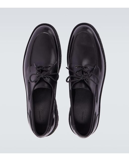 John Lobb Black Tide Leather Boat Shoes for men