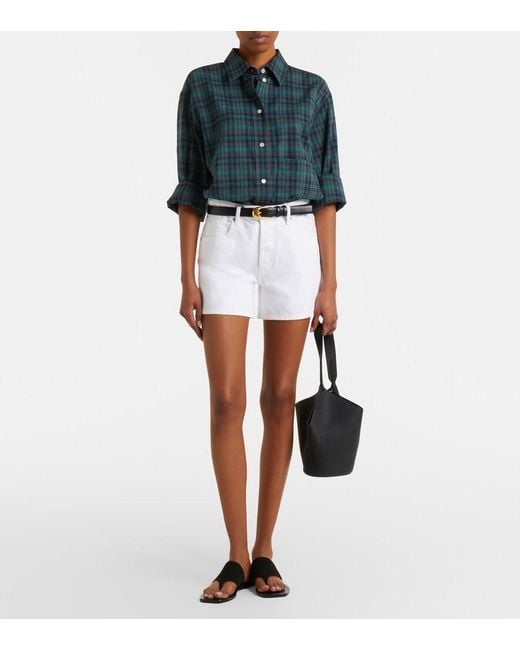 FRAME White The Long Hang Denim Shorts