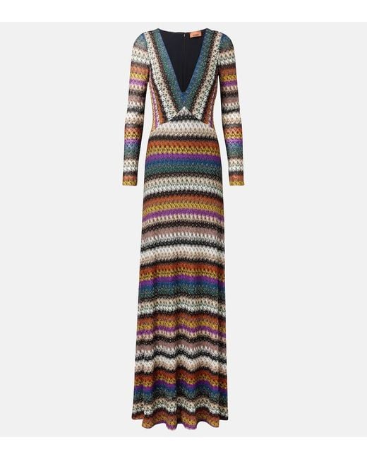 Missoni Multicolor Striped Lame Maxi Dress