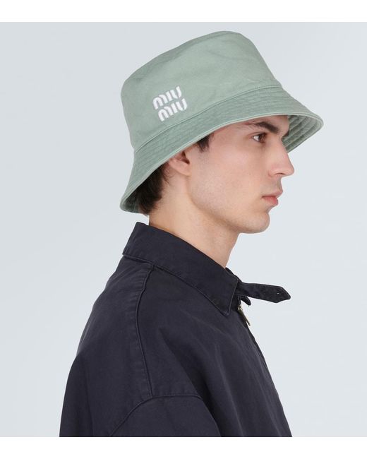 Miu Miu Bestickter Hut aus Denim in Green für Herren
