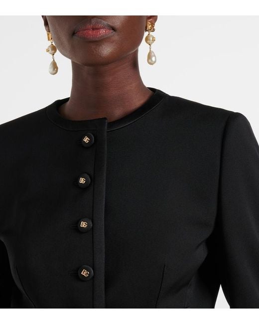 Dolce & Gabbana Black Cropped Wool-Blend Jacket