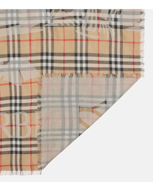Burberry Metallic Schal Ekd Check Aus Wolle Und Seide