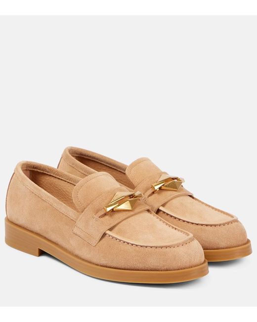 Jimmy Choo Brown Maddie Diamond Suede Loafers