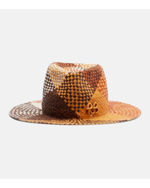 Ruslan Baginskiy Brown Logo Straw Fedora