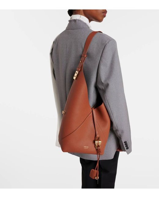 Ferragamo Brown Origami Medium Leather Shoulder Bag