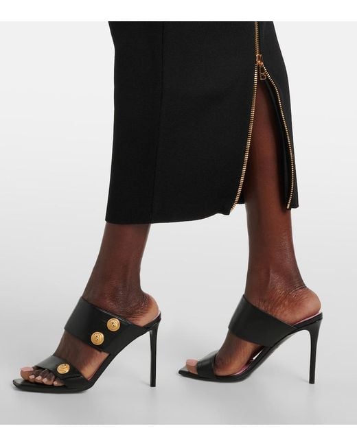 Balmain Black Ls Double Collar Knit Zipped Midi Dress