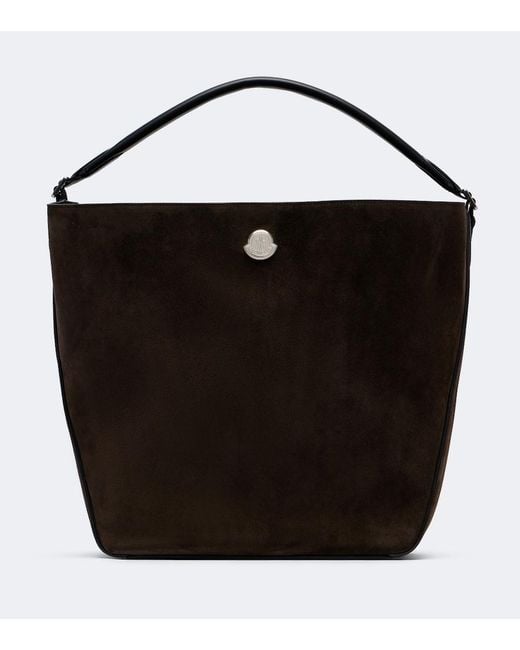 Moncler Black Carlo Suede Shoulder Bag
