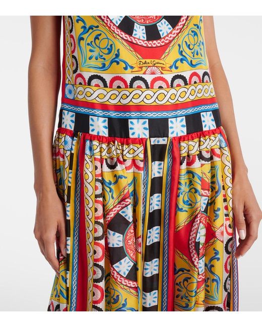 Dolce & Gabbana White Taormina Printed Halterneck Silk Gown