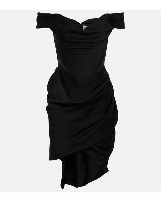 Vivienne Westwood Black Off-shoulder Bustier Crepe Minidress