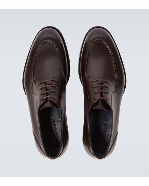 Brioni Brown Leather Derby Shoes for men