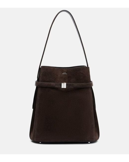 Totême  Black Belted Suede Bucket Bag