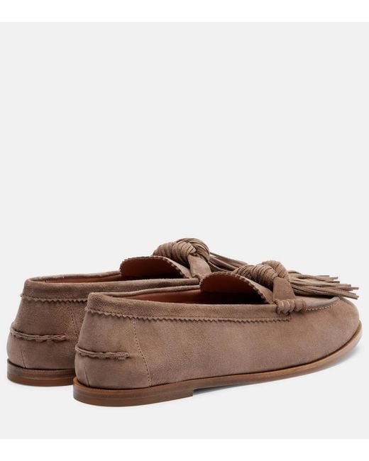 Aquazzura Brown Freddie Suede Loafers