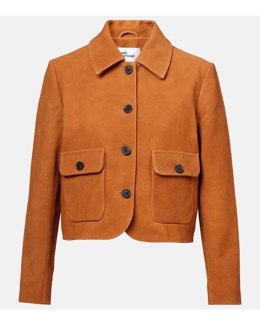 Self-Portrait Orange Suede Jacket