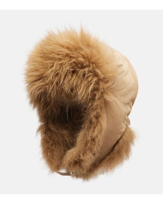 Yves Salomon Natural Shearling-Trimmed Down Hat