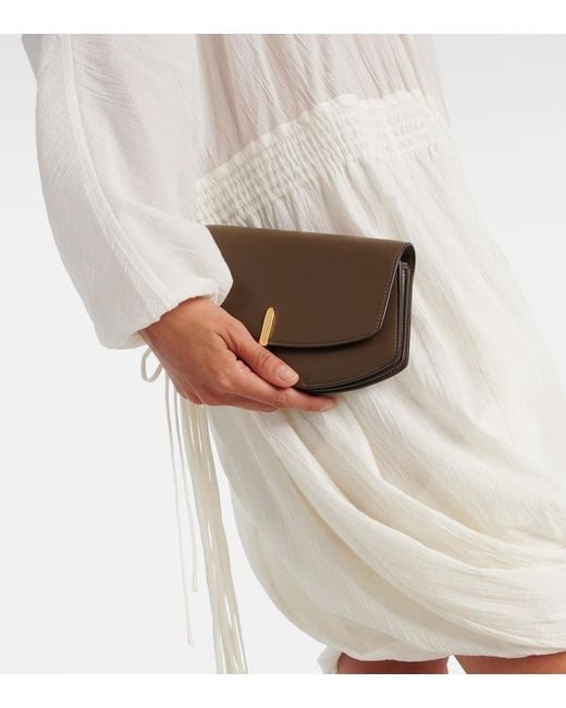SAVETTE Brown Florence Leather Clutch