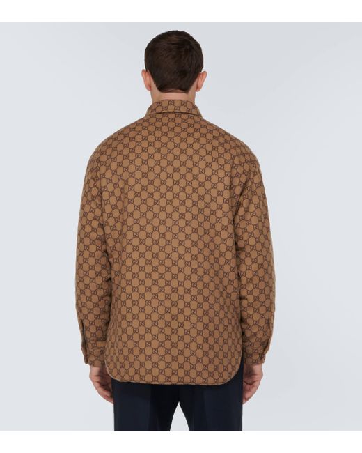 Gucci Brown GG Supreme Flannel Shirt Jacket for men