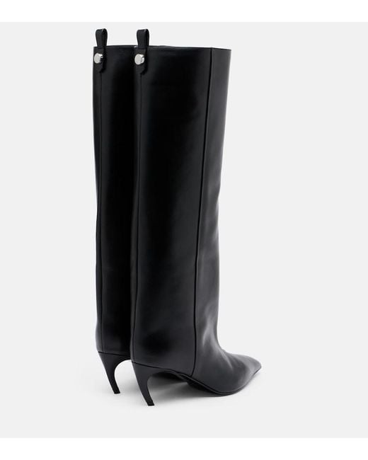 The Attico Black Lea Leather Knee-High Boots