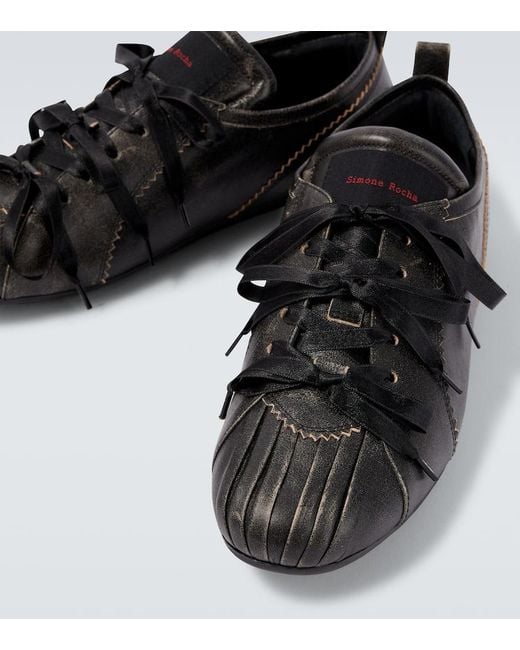 Simone Rocha Black Ballerina Grip Leather Sneakers for men