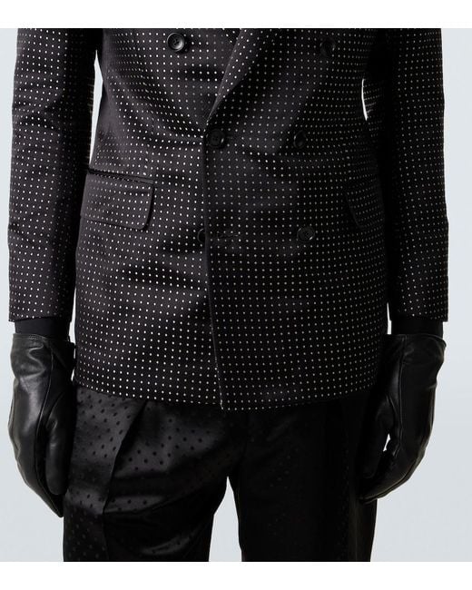 Tom Ford Black Polka-Dot Silk Satin Suit Jacket for men