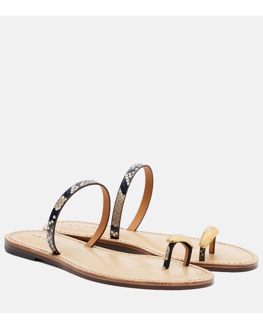 Amanu Metallic Kibera Snake-Effect Leather Sandals