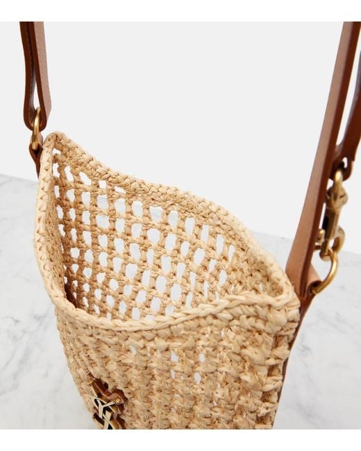 Saint Laurent White Oxalis Mini Raffia Shoulder Bag