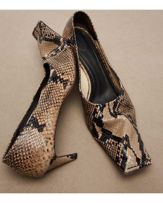 Khaite Brown Marlene Snake-Effect Leather Pumps