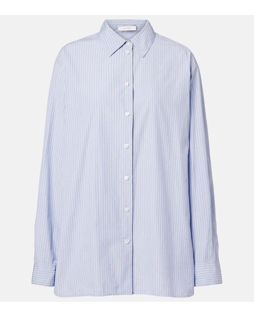 The Row Blue Sisilia Striped Cotton Shirt